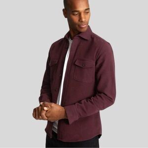 Reiss Miami Twin Pocket Moleskin Finish Cotton Overshirt, Bordeaux, SLarge